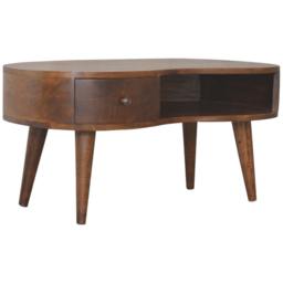 Artisan Furniture Chestnut Single Drawer Single Shelf Solid Wood Wave Coffee Table - thumbnail 3