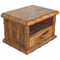 Artisan Furniture Bamboo Amber Oak Single Drawer Single Shelf Solid Wood Open Bedside Table - thumbnail 4