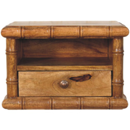 Artisan Furniture Bamboo Amber Oak Single Drawer Single Shelf Solid Wood Open Bedside Table - thumbnail 2