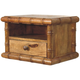 Artisan Furniture Bamboo Amber Oak Single Drawer Single Shelf Solid Wood Open Bedside Table - thumbnail 3
