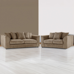 Portland Luxor 5 Seater Coffee Jumbo Cord Sofa Set with Scatter Back