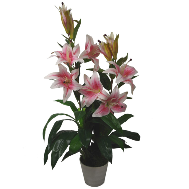 Leaf Artificial Lily Stargazer Plant in Pot 90cm - image 1