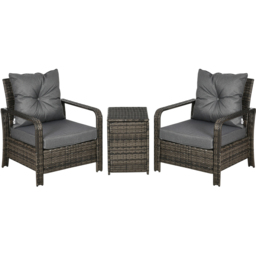 Outsunny 2 Seater Grey Rattan Lounge Set with Storage - thumbnail 2