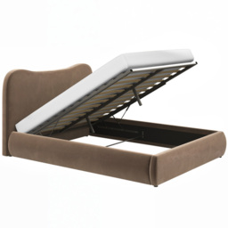 SOLACE+CO Ember Chocolate Double Velvet Ottoman Bed - thumbnail 3