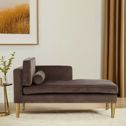 Premier Housewares Louxor Grey Velvet Left Hand Chaise Longue Sofa - thumbnail 4