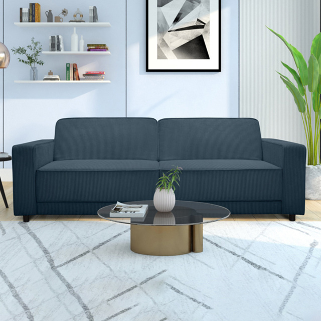 Dorel Allie 3 Seater Blue Corduroy Sofa Bed - image 1