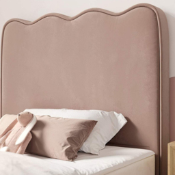 Flair Ellis Pink Velvet Single Bed Frame with Cloud Headboard - thumbnail 4