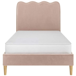 Flair Ellis Pink Velvet Single Bed Frame with Cloud Headboard - thumbnail 3