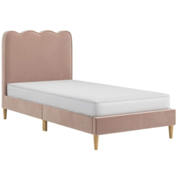 Flair Ellis Pink Velvet Single Bed Frame with Cloud Headboard - thumbnail 2
