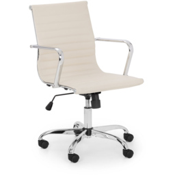 Julian Bowen Gio Ivory and Chrome Faux Leather Swivel Office Chair - thumbnail 2