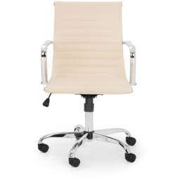Julian Bowen Gio Ivory and Chrome Faux Leather Swivel Office Chair - thumbnail 3