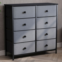 Vida Designs Chorley Grey and Black Fabric 8 Drawer Chest of Drawer - thumbnail 1