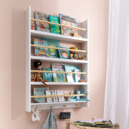 Noa and Nani Elene 4 Shelf Wall Mounted Bookcase with Hooks