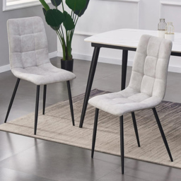 Henri Light Grey Faux Suede Leather Dining Chair Set of 2