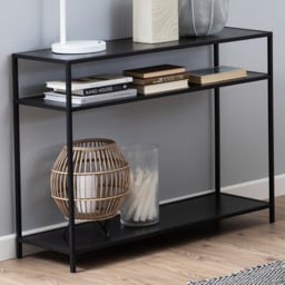 Florence Seaford 2 Shelf Black Console Table