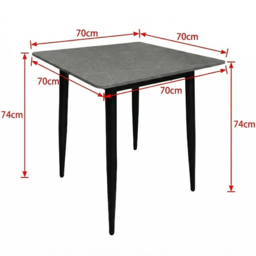 FWStyle Nova 2 Seater Grey Sintered Stone Marble Effect Heat Resistant Fixed Top Dining Table - thumbnail 4