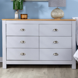 Home Source Camden Grey 6 Drawer Chest - thumbnail 1