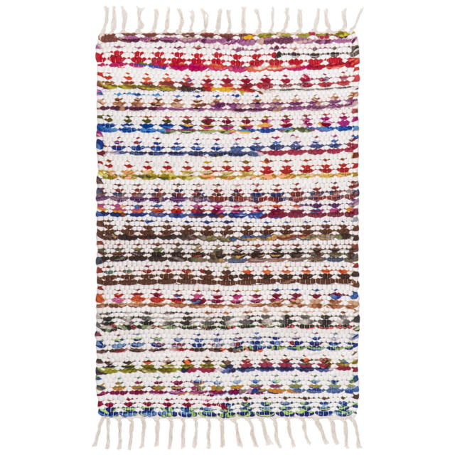 Chindi Multicolour Geometric Tassel Trim Rug 60x 90 cm