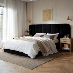 SOLACE+CO Sienna Black Double Velvet Ottoman Bed