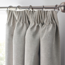 Alan Symonds Chenille Blackout Pencil Pleat Curtains Silver 117cm x 137cm - thumbnail 2