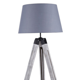 Linen Grey Washed Wood Tripod Floor Lamp - thumbnail 4