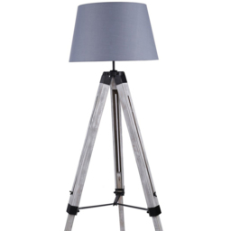 Linen Grey Washed Wood Tripod Floor Lamp - thumbnail 2