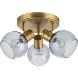 Cosylyte Hilston 3 Light Smoky Glass Gold Spotlight with Metal Base
