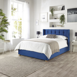 Catherine Lansfield Utopia Super King Navy Velvet Ottoman Wing Bed - thumbnail 4