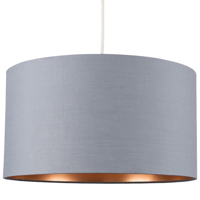 ValueLights Reni Grey and Metallic Copper Drum Ceiling Lamp Shade XL - image 1