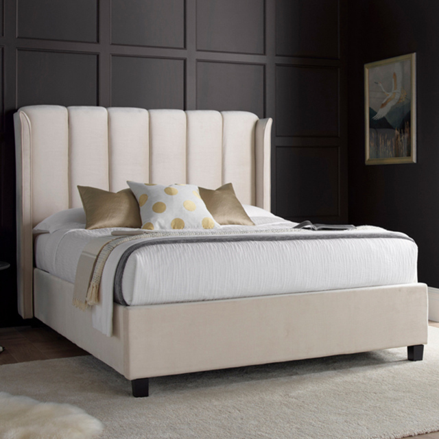 Aurora King Size Warmstone Velvet Ottoman Bed - image 1