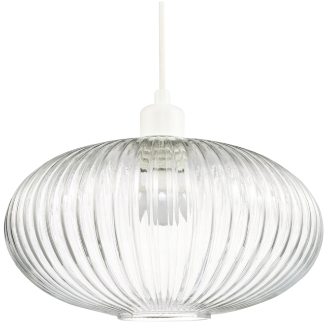 Happy Homewares Ribbed Glass Clear Transparent Line Oval Pendant Lamp Shade - image 1