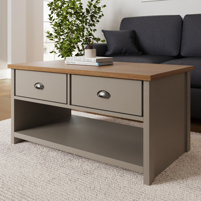 GFW Lancaster Grey 2 Drawer Coffee Table - image 1