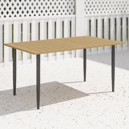 Outsunny 6 Seater Brown Slatted Garden Dining Table with Parasol Hole