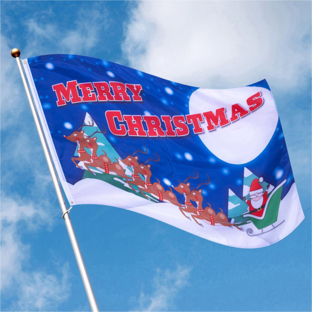 St Helens Blue Merry Christmas Flag with Metal Grommets - image 1