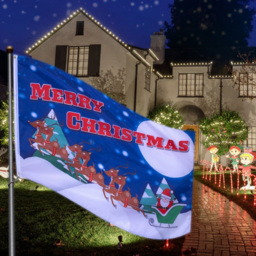 St Helens Blue Merry Christmas Flag with Metal Grommets - thumbnail 3