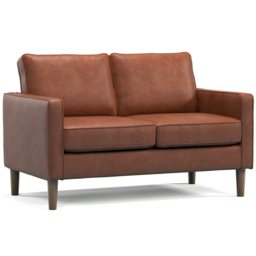 Regan Faux Leather Tan 2 Seater Sofa - thumbnail 2