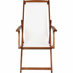 Charles Bentley Cream Eucalyptus Wooden Deck Chair - thumbnail 4