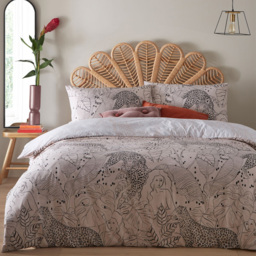 furn. Aurora Super King Size Pink Botanical Duvet Cover Set