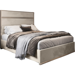 Bentley Silver Double Velvet Upholstered Metal Bed Frame with Panelled Headboard - thumbnail 2