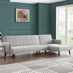 Home Detail Clinton Double Sleeper Light Grey Sofa Bed with Chaise - thumbnail 1