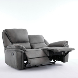 Langham 2 Seater Light Grey Leathaire Manual Recliner Sofa - thumbnail 3