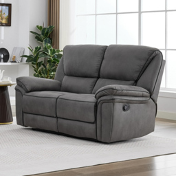 Langham 2 Seater Light Grey Leathaire Manual Recliner Sofa - thumbnail 1