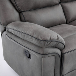 Langham 2 Seater Light Grey Leathaire Manual Recliner Sofa - thumbnail 4