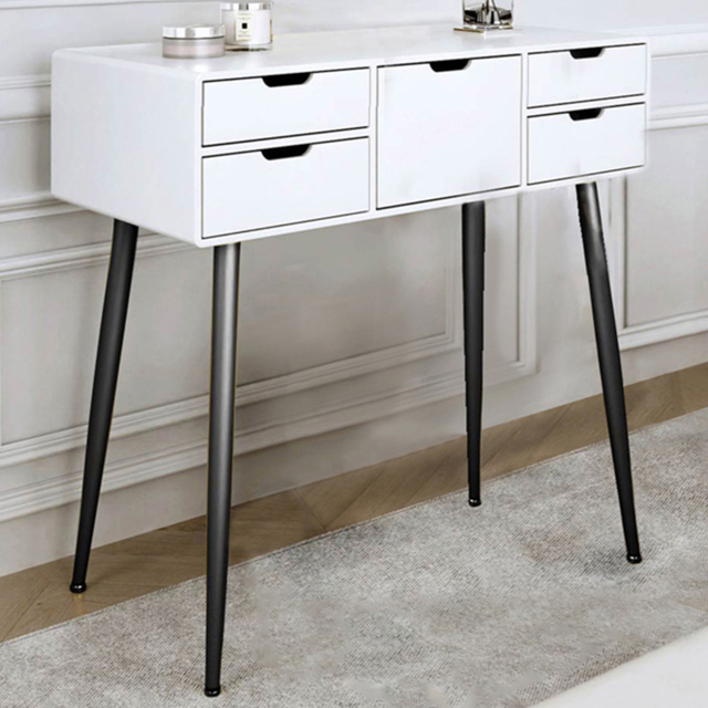 CARME Home Gabriella White and Black 5 Drawer Dressing Table - image 1