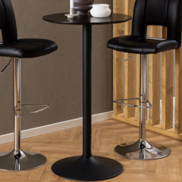 Florence Ibiza 4 Seater Tall Round Bar Table Black Ash and Matt Black