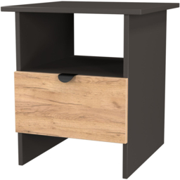 Crowndale Bora Single Drawer Single Shelf Gold Craft Oak and Graphite Lamp Table Ready Assembled - thumbnail 4