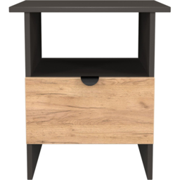Crowndale Bora Single Drawer Single Shelf Gold Craft Oak and Graphite Lamp Table Ready Assembled - thumbnail 2