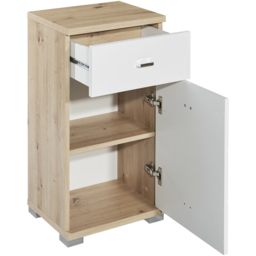 Julian Bowen Single Door Single Drawer White and Oak Storage Cabinet - thumbnail 3