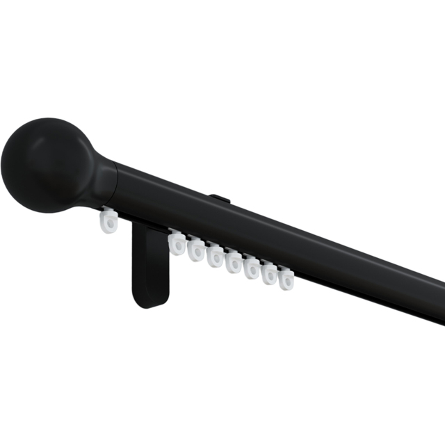 New Edge Blinds 530cm Black Styleline Gliding Curtain Pole Set with Ball End - image 1