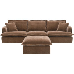 Molly 3 Seater Sofa with Ottoman - Brown - thumbnail 3